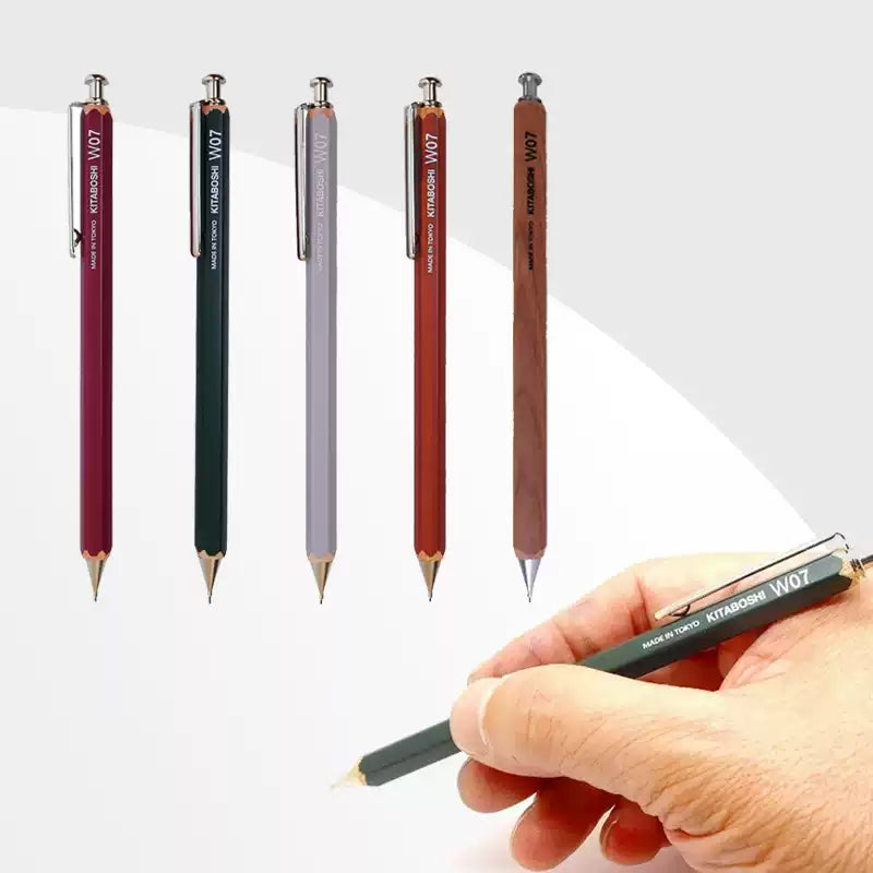 Kita-Boshi W07 Wooden Mechanical Pencil 0.7mm – Metal Tip | Japanese Craft Design
