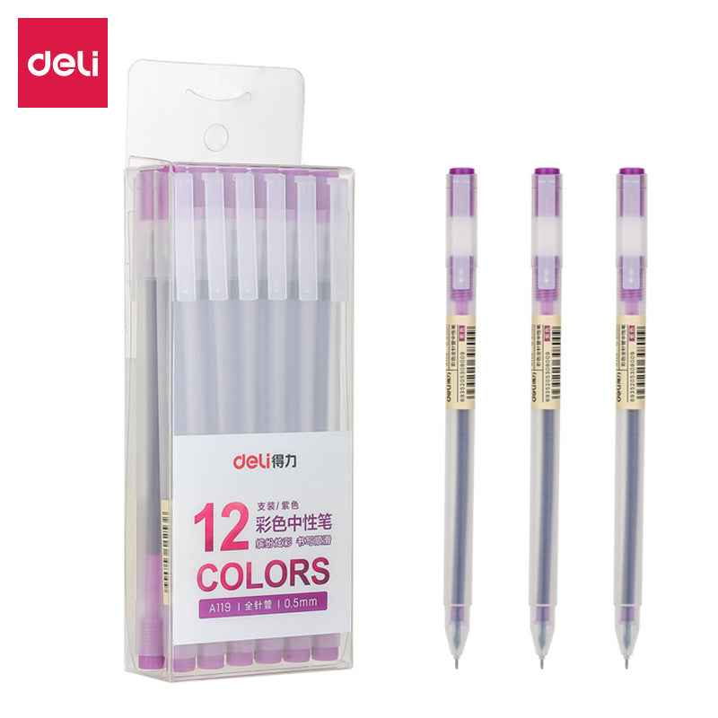 DELI A119 Colors Gel Pen Needle Tip 0.5mm Fine Point 12 Pack - TTpen