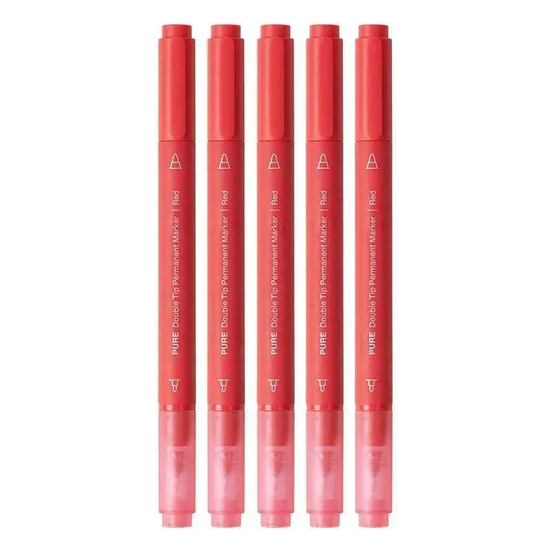KACO Pure Double Tip Permanent Markers,Black/Red/Blue Color,5 Pack