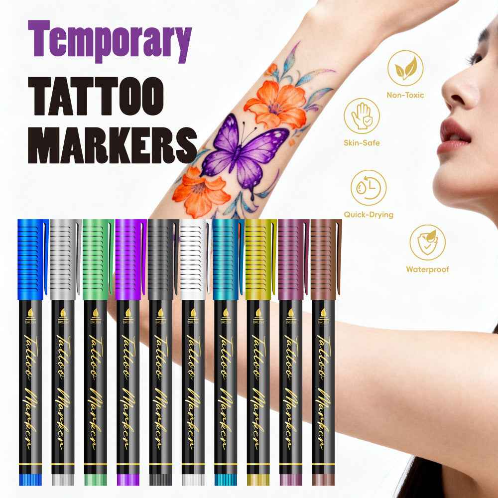 10/12/18/24 Colors Temporary Tattoo Markers Set