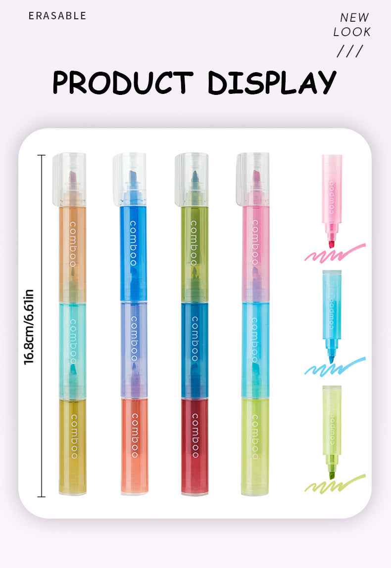 12-Color Comboo Highlighter Fluorescent Markers Set