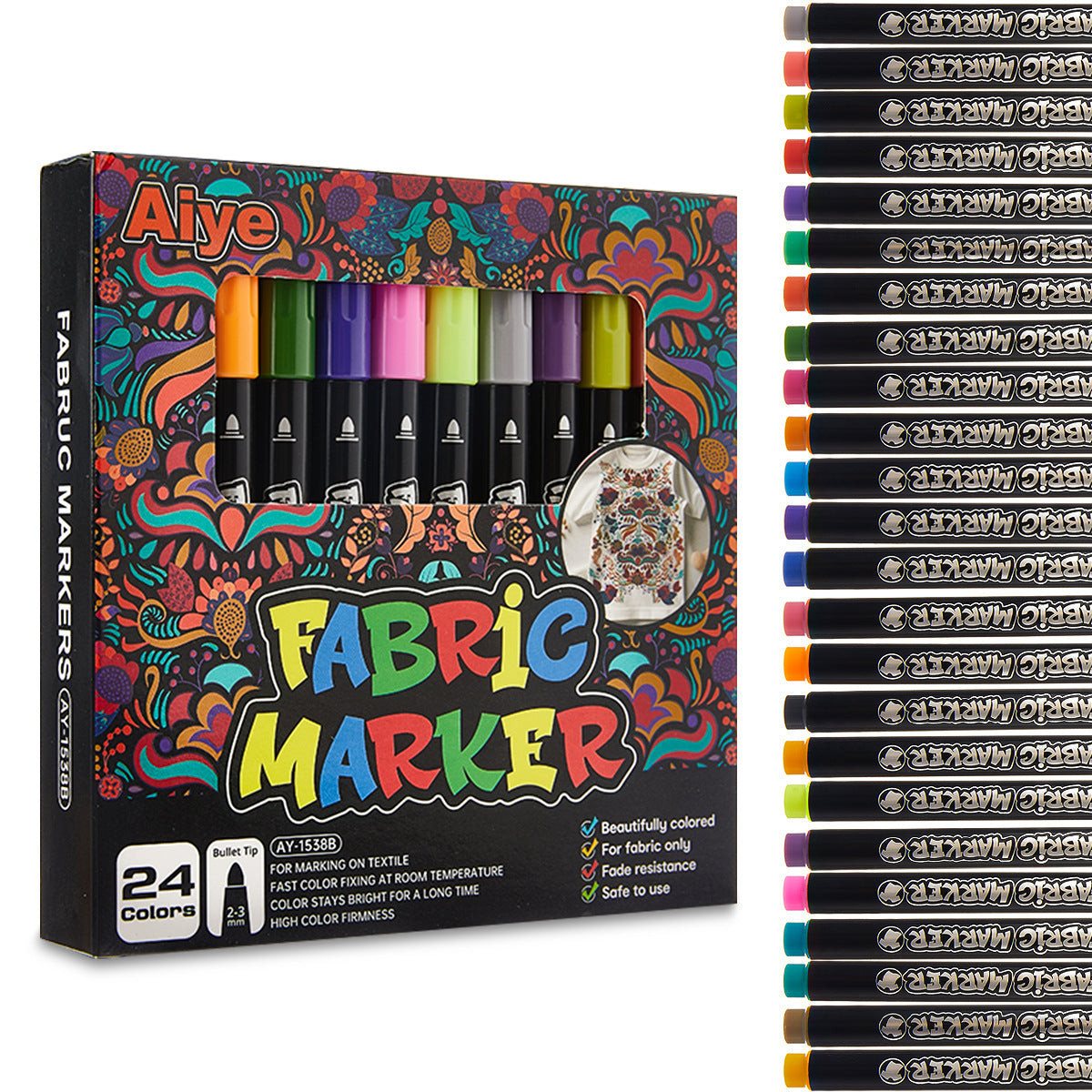 12/24 Fabric Marker Pens Set for Shoes T-Shirts & Bags