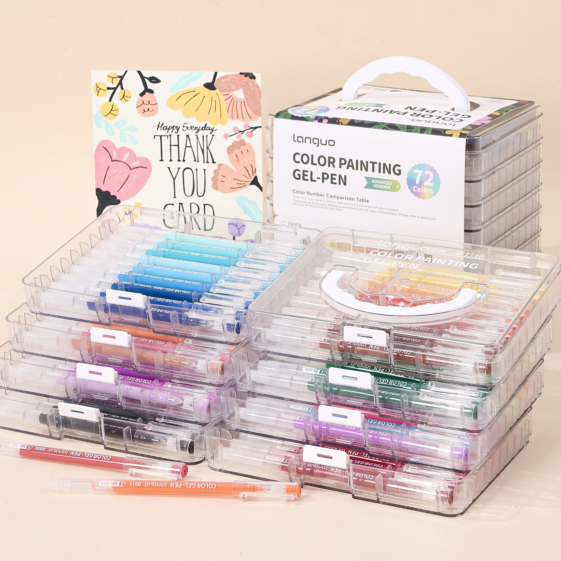 45/72/99-Color Gel Pen Set – 0.6mm Fine Tip Multilayer Case Journaling Pens