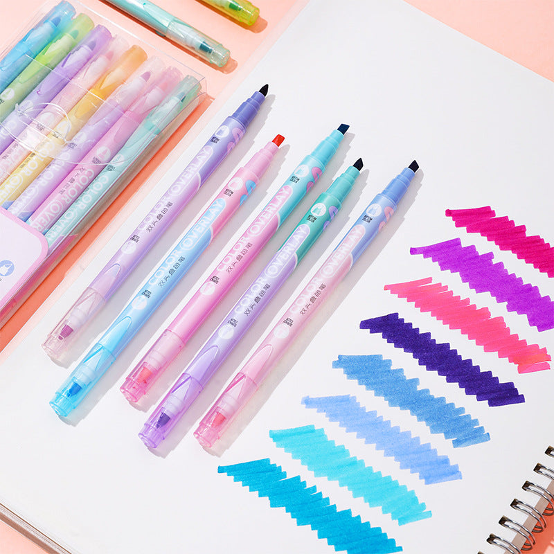 16 Color Overlay Marker,Double Tip Highlighters,8 Pack