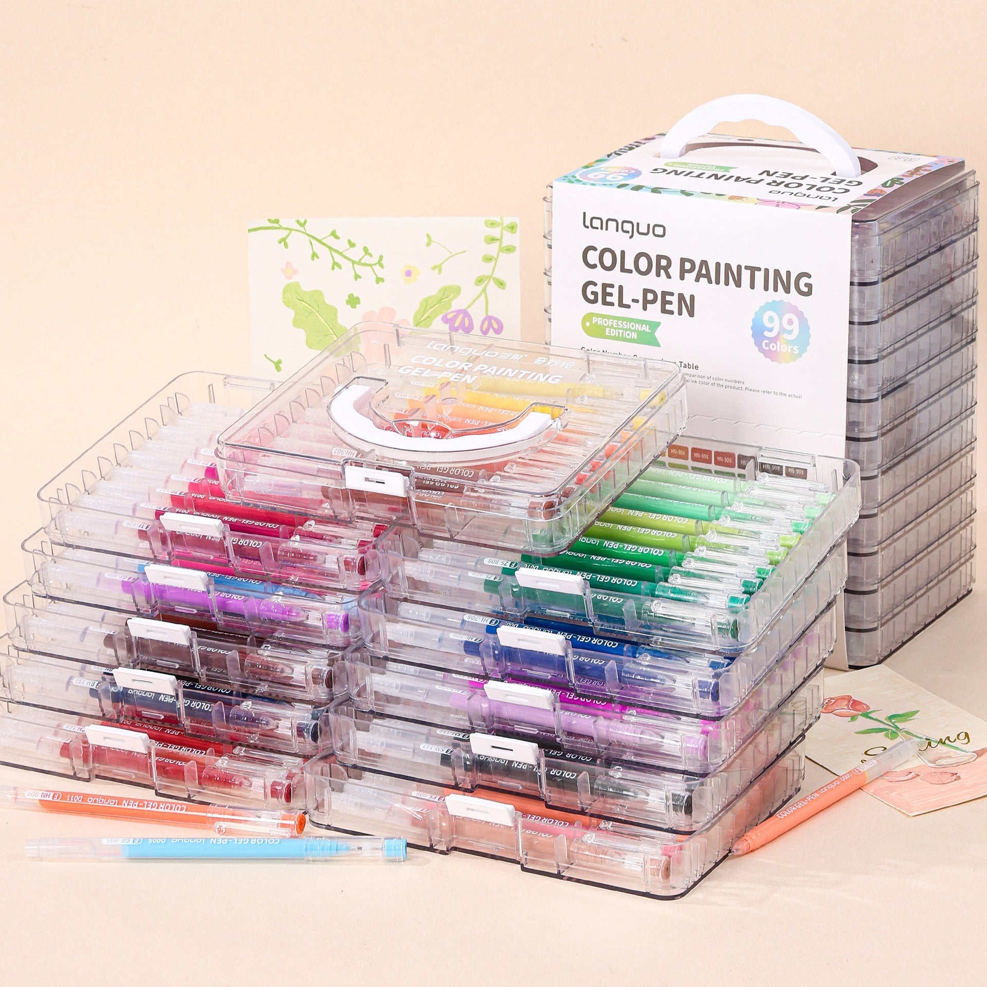 45/72/99-Color Gel Pen Set – 0.6mm Fine Tip Multilayer Case Journaling Pens