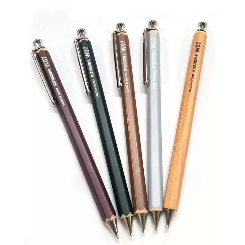 Kita-Boshi W07 Wooden Mechanical Pencil 0.7mm – Metal Tip | Japanese Craft Design