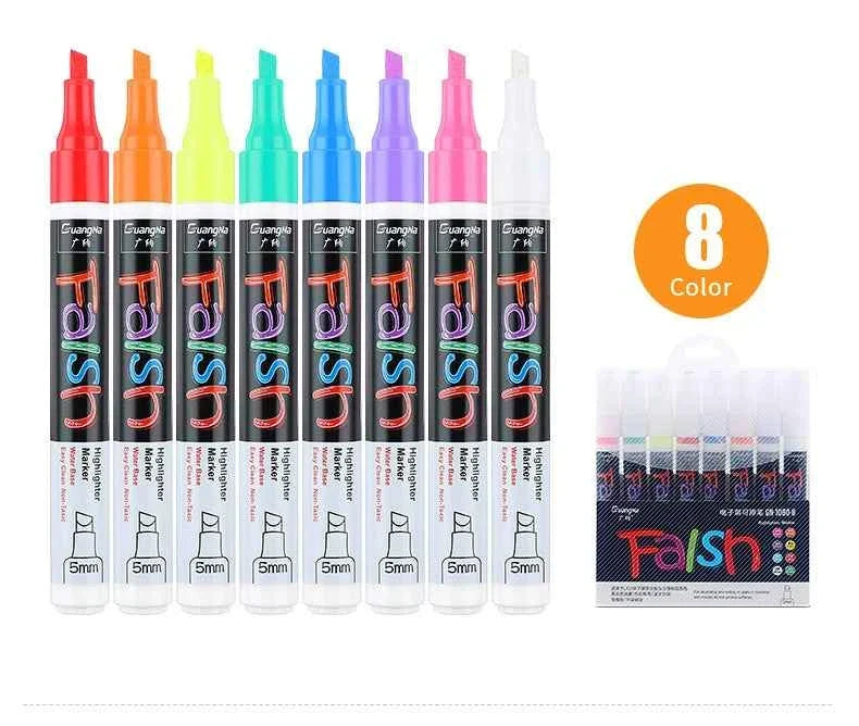 Guangna Fluorescent Board Pop Markers – 5mm Tip 8/12-Color