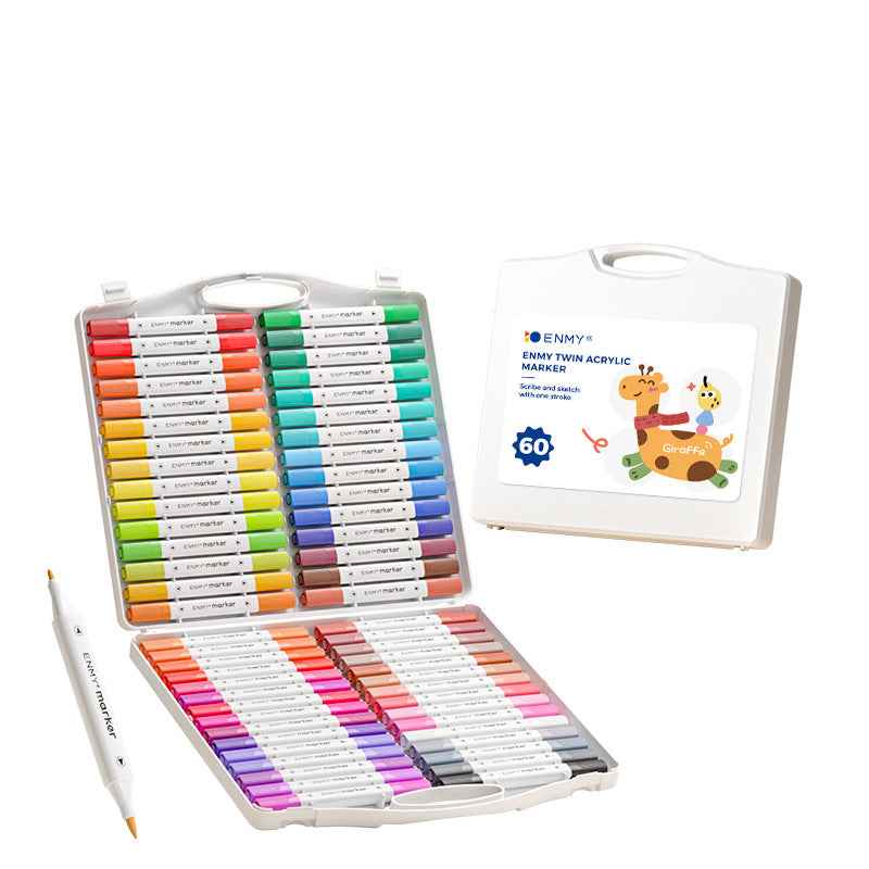 ENMY Kids Dual-Tip Acrylic Markers – Soft & Hard,12/24/36/48/60 Colors