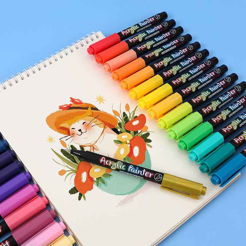 Guangna 24 Colors Brush Tip Acrylic Paint Marker Pens - TTpen
