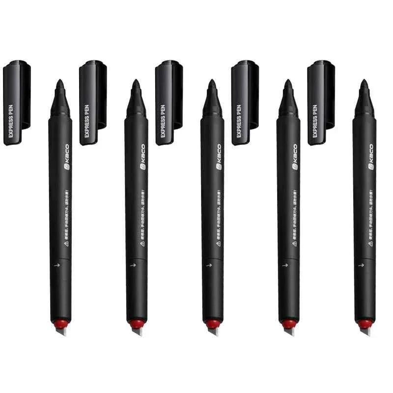 KAOC EXPRESS PEN Black Permanent Marker + Box Cutter Knife 5PCS