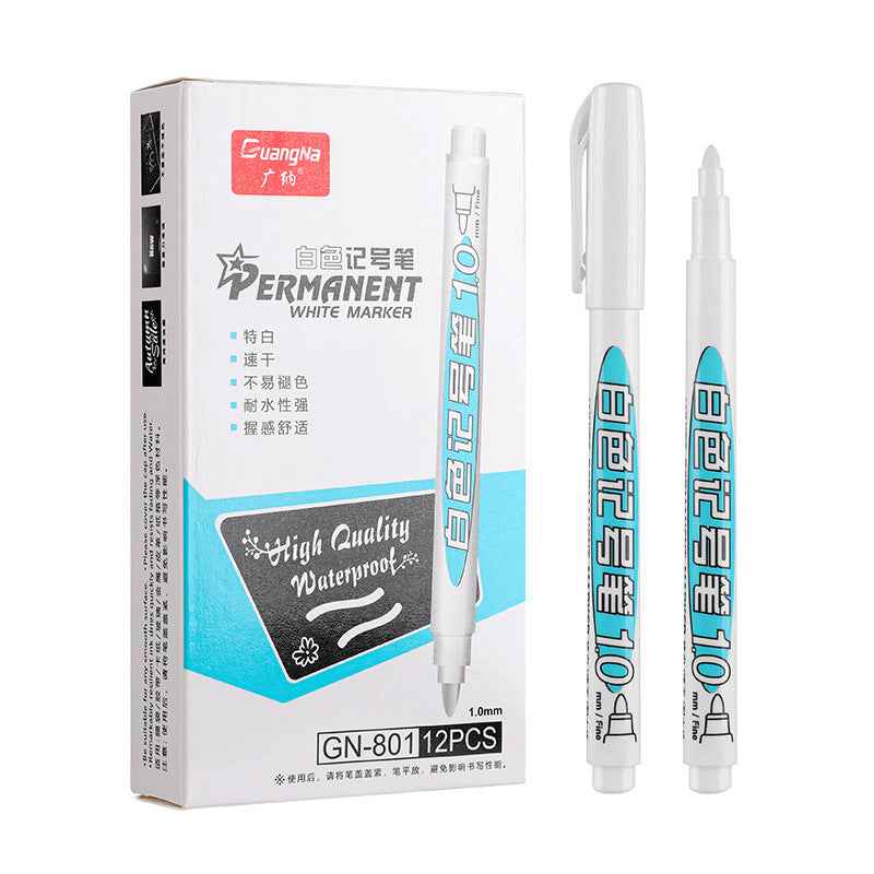 Guangna 801 White Paint Pens Permanent Markers - 12 Pack