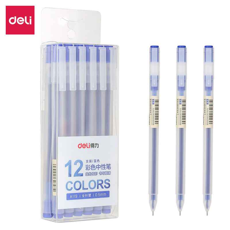 DELI A119 Colors Gel Pen Needle Tip 0.5mm Fine Point 12 Pack - TTpen