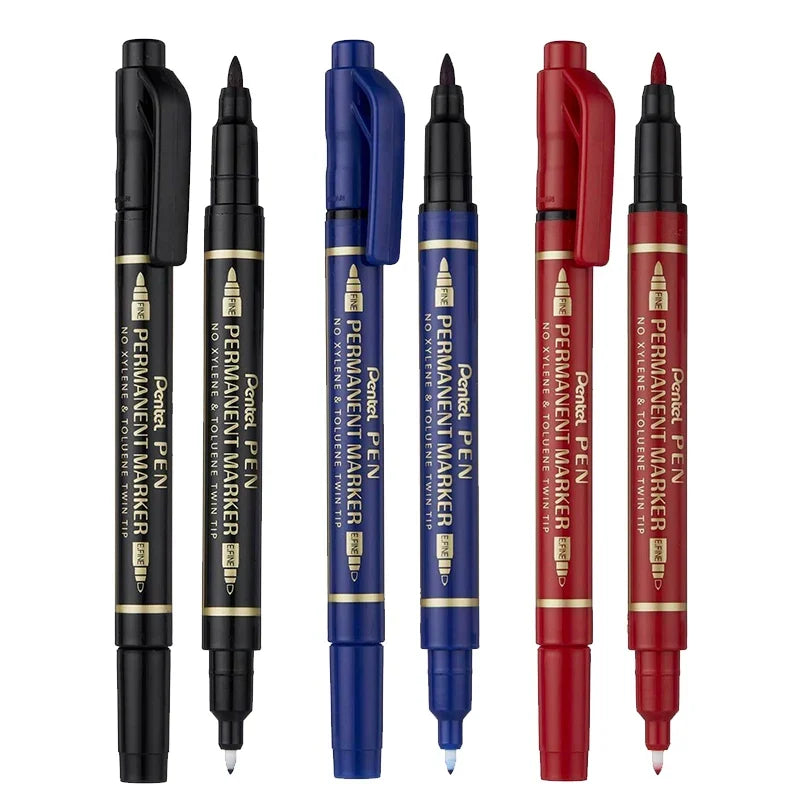 Pentel Twin-Tipped Permanent Marker Pen N75W 5 Pack
