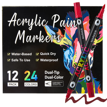 12-84 Pack 168 Colors Dual Brush Tip Acrylic Paint Markers