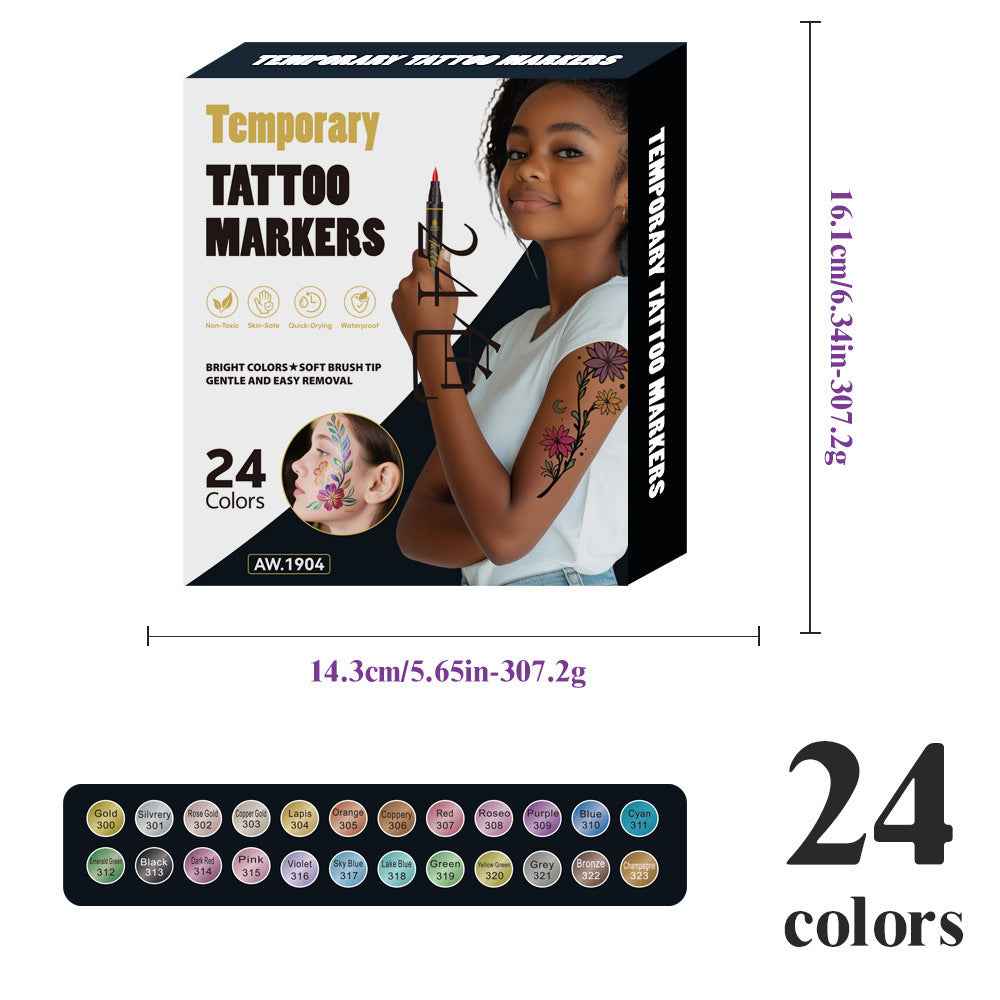 10/12/18/24 Colors Temporary Tattoo Markers Set