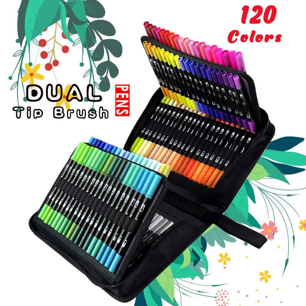 60/72/120 Colors Art Markers Dual Tip Brush Pen for with Case - TTpen
