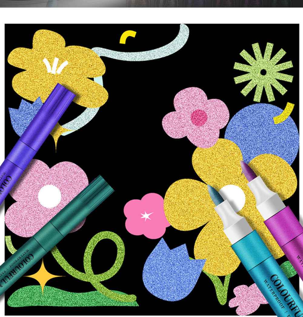 12 Colors Metallic Soft Brush Acrylic Paint Markers