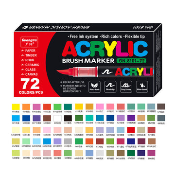 GuangNa GN8101 Soft Brush Acrylic Marker Set 48/60/72 Colors