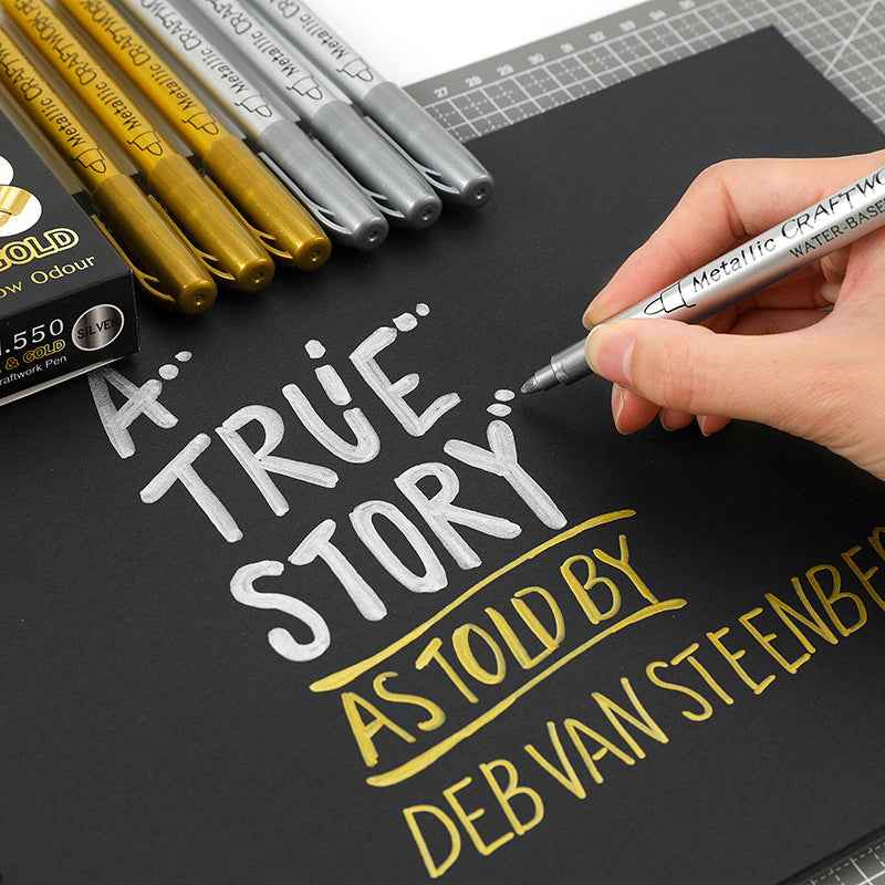 GUANGNA Gold Silver Metallic Permanent Marker Pens 12 Pack - TTpen