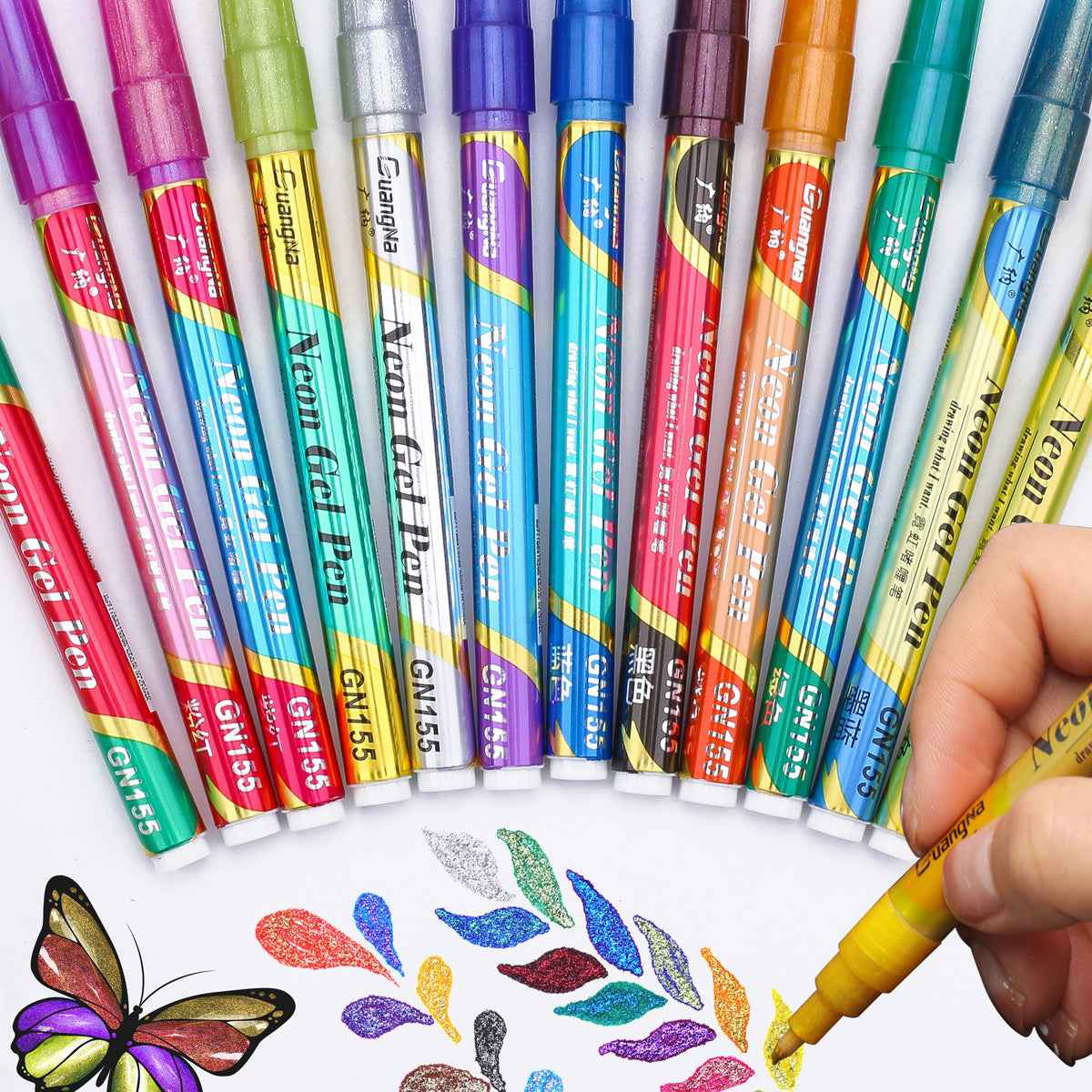 Guangna Neon Gel Pen Glitter Double Color Metallic Marker-18 Colors - TTpen
