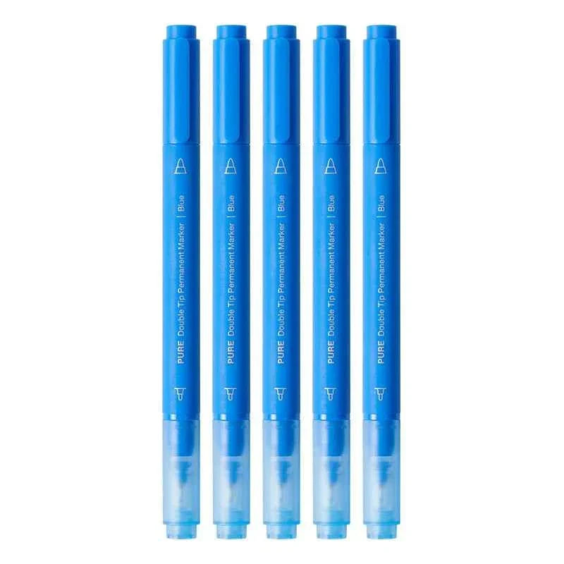 KACO Pure Double Tip Permanent Markers,Black/Red/Blue Color,5 Pack