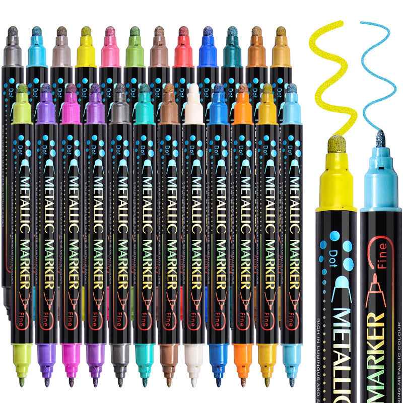 Guangna 36 Colors Metallic Paint Twin Marker Pens with Dot and Fine Tip - TTpen