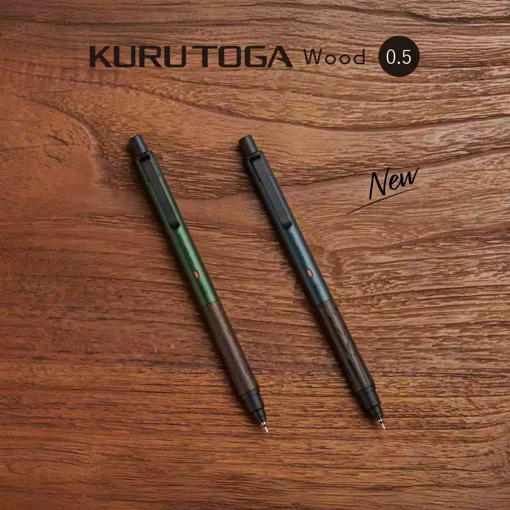 Uni Kurutoga M5-KW Mechanical Pencil | Wood Grip & Metal Barrel | Auto-Rotating 0.5mm | Premium Japan