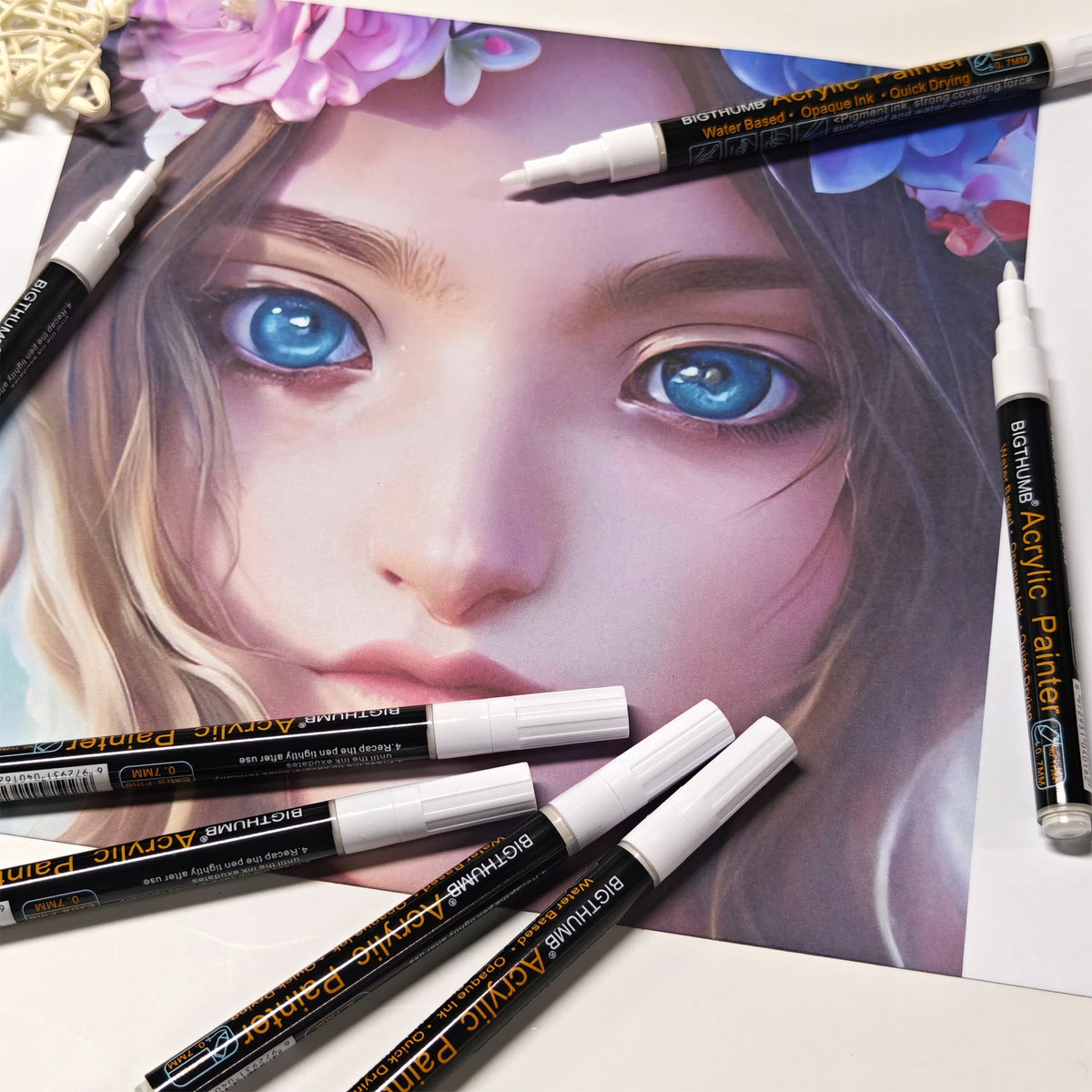 White Acrylic Marker Paint Pens 0.7mm 6 Pack