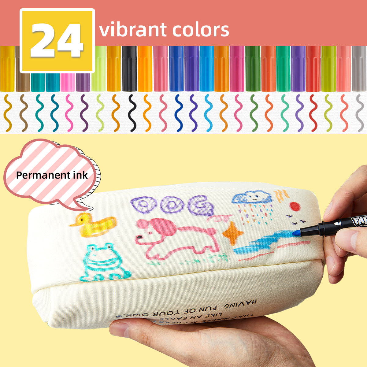 12/24 Fabric Marker Pens Set for Shoes T-Shirts & Bags