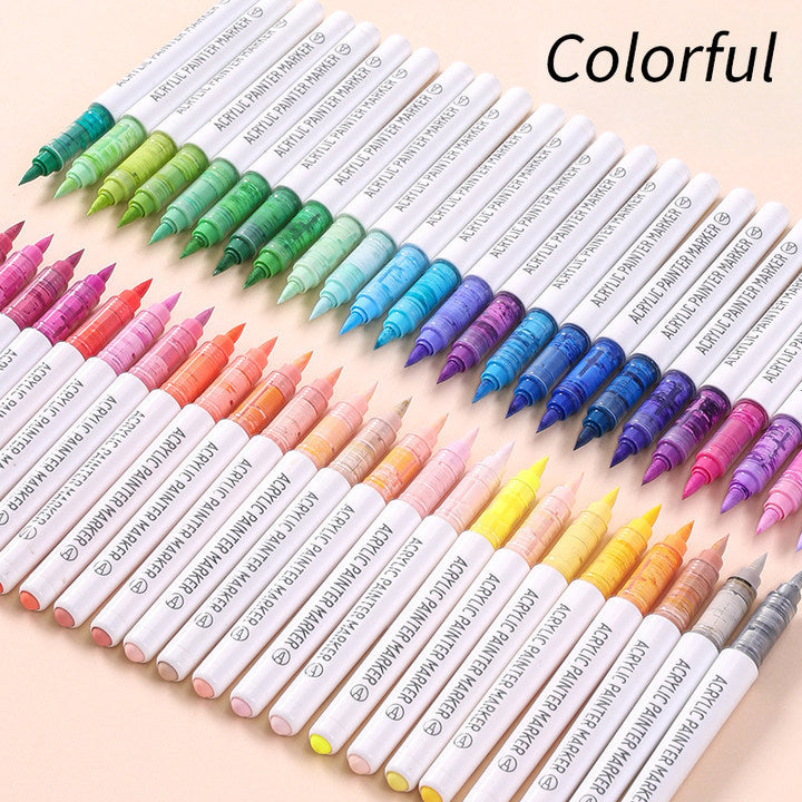 Languo 24/36/48/60 Colors Acrylic Paint Markers Set - Brush Tip