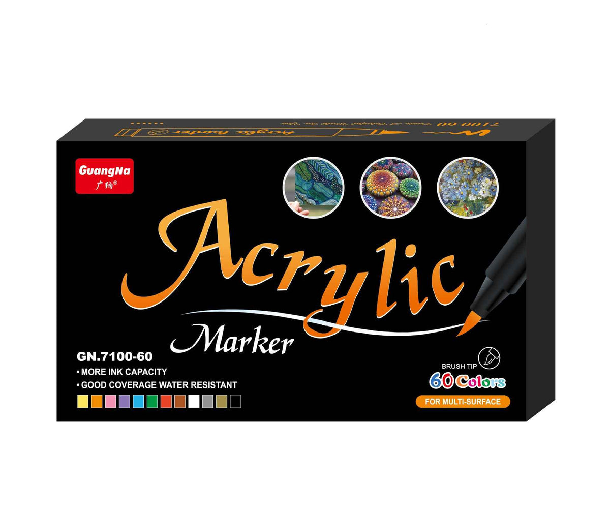 Guangna 60 Colors Brush Tip Acrylic Paint Marker Pens - TTpen