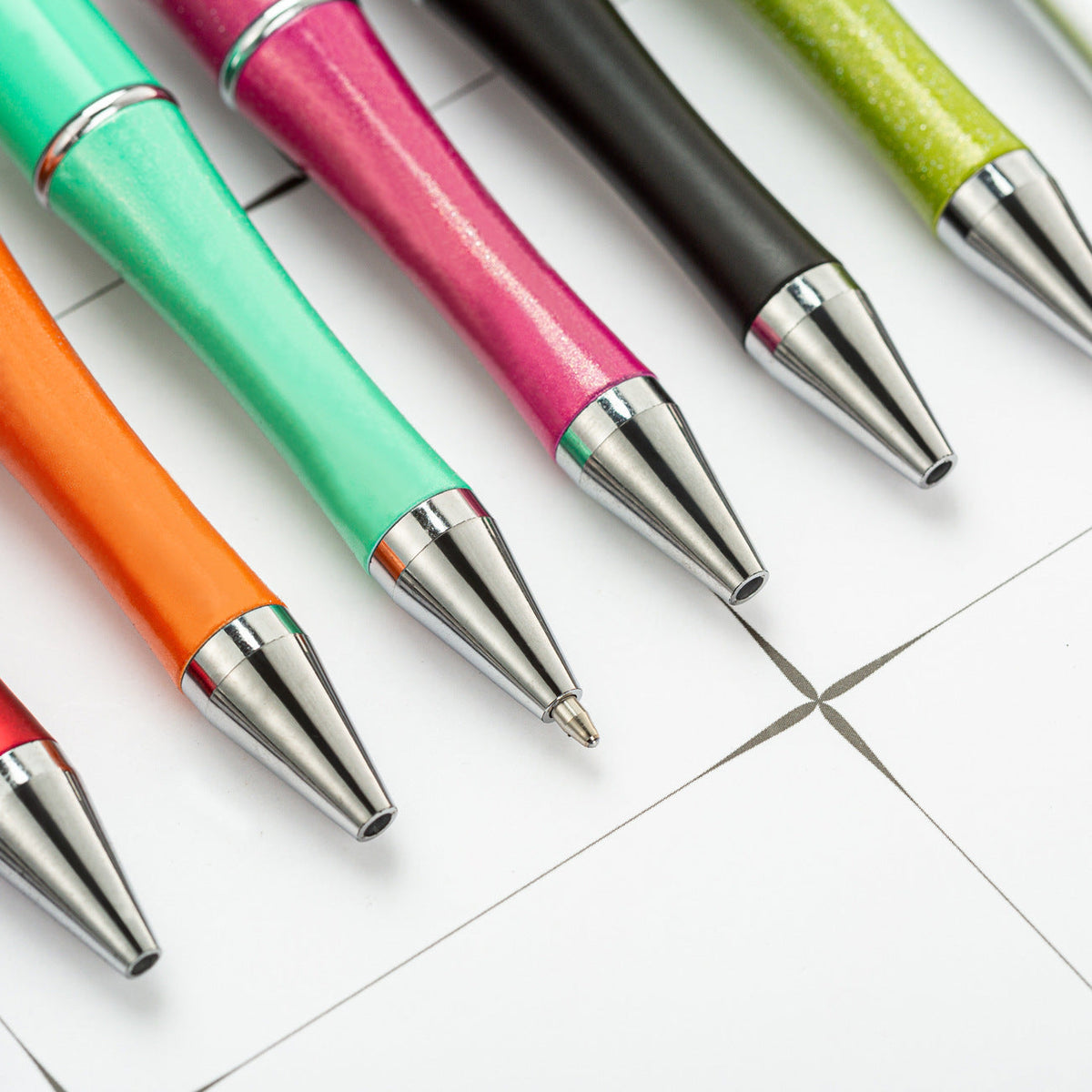 10pcs Metal Beadable Ballpoint Pens Assorted Colors with Refills