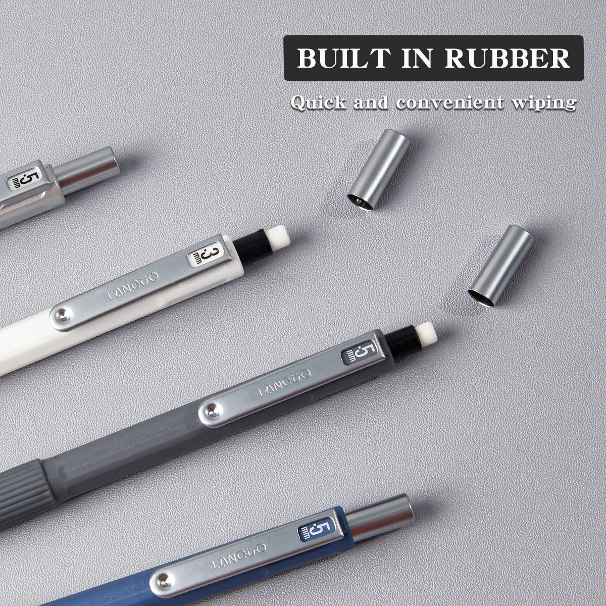 Low-Center Gravity Metal Mechanical Pencil with Leads Set 0.3mm/0.5mm