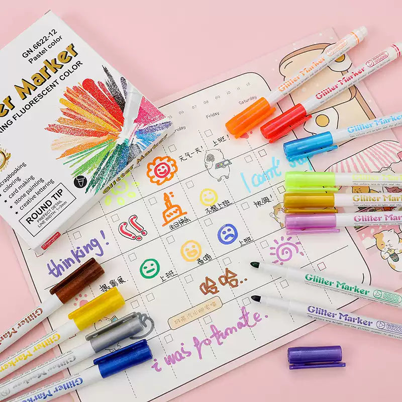 Guangna 6622 Glitter Markers 12-Pack
