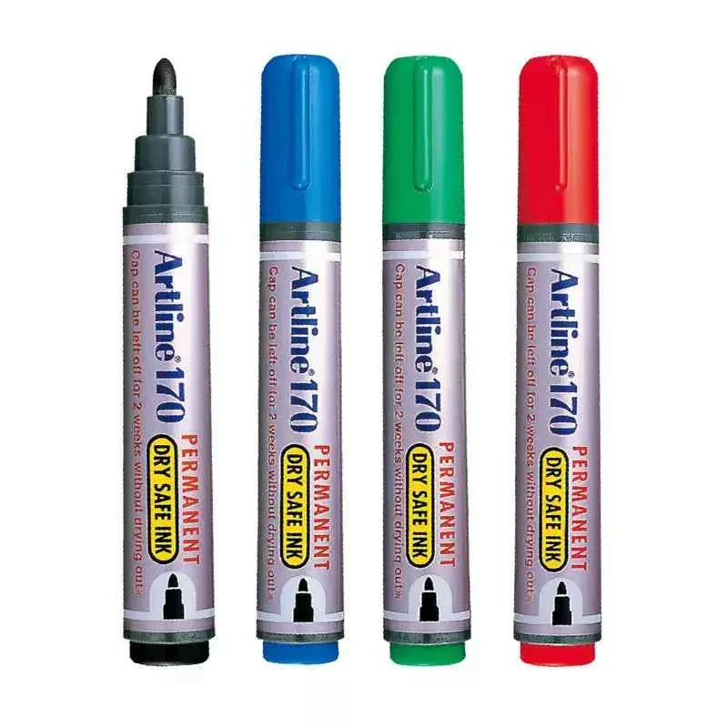 Artline 170 Dry-Safe Permanent Markers | 2.0mm Bullet Tip 3 Pack