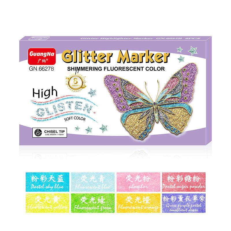 Guangna 6627B Glitter Highlighters 8-Pack
