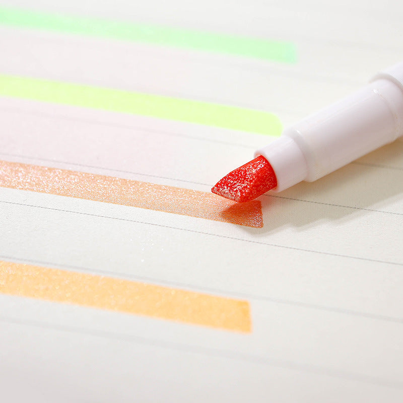 Glitter Marker Highlighters,12 Pastel Colors,School Supplies,Round/Chisel Tip