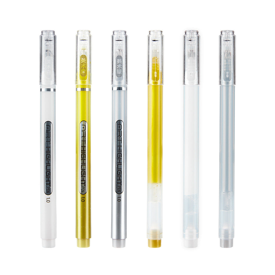 Gold Silver White Gel Pens,1mm Fine Point 6 Pack