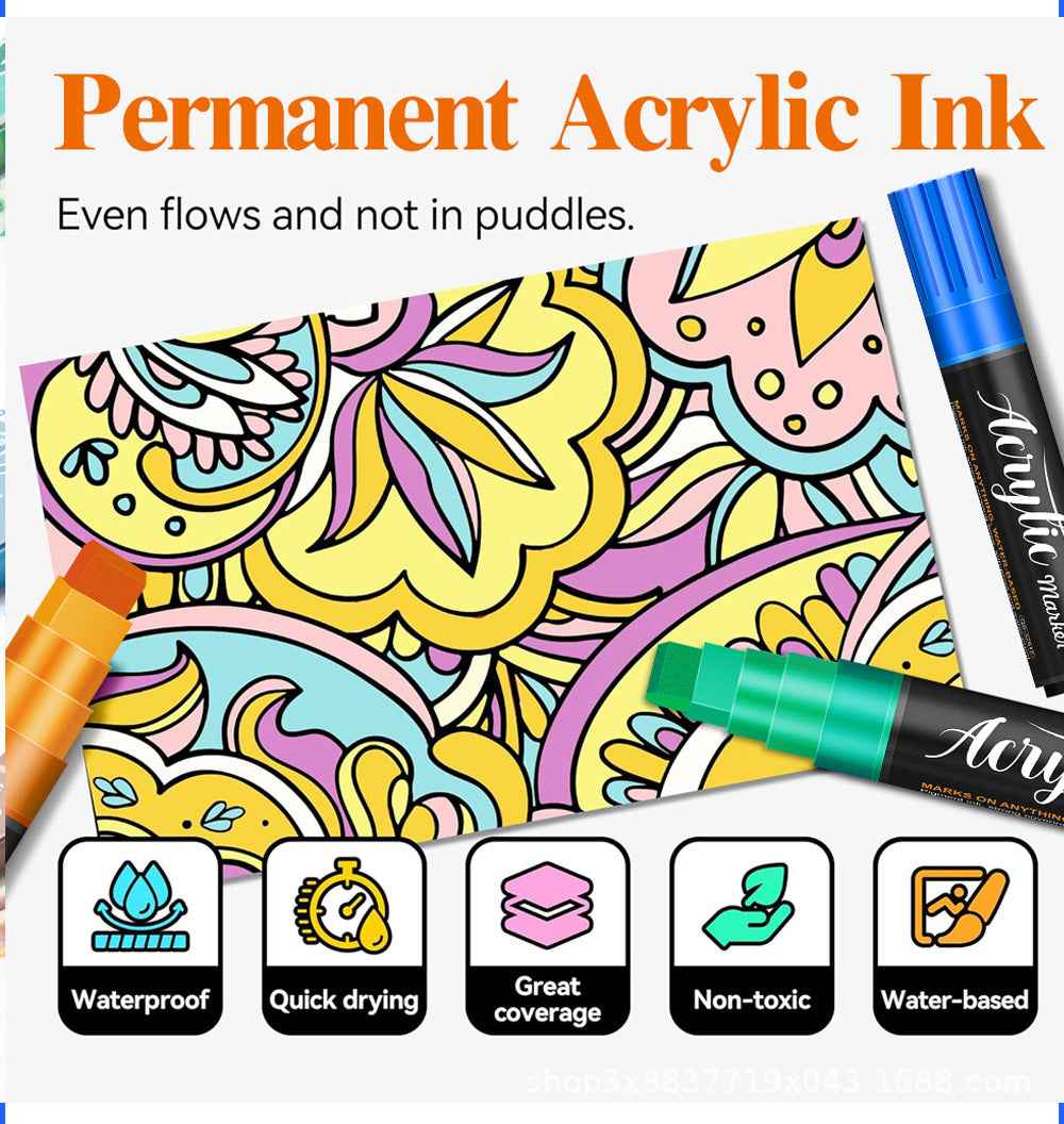 10 Colors Acrylic Paint Markers 15MM Jumbo Felt Tip