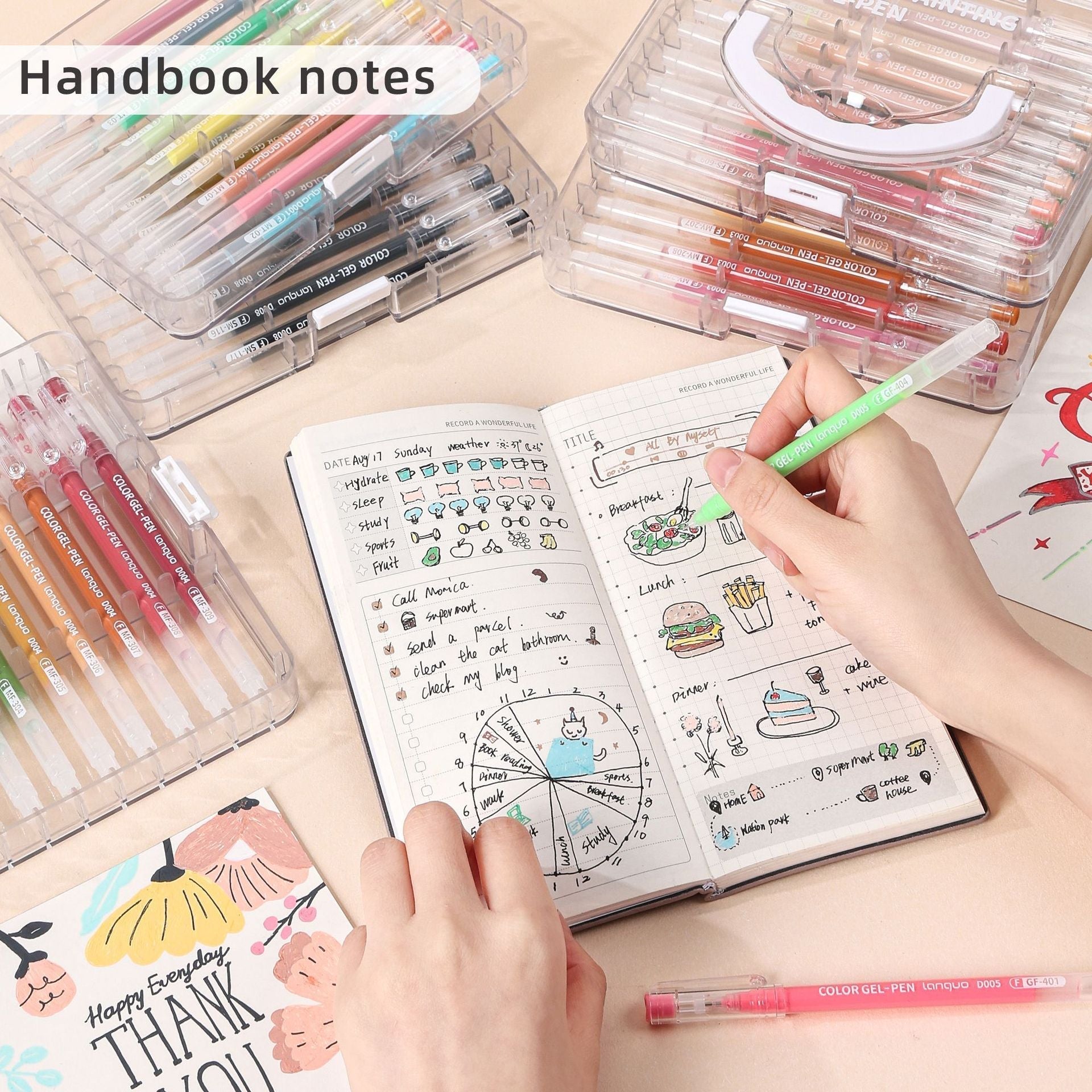 45/72/99-Color Gel Pen Set – 0.6mm Fine Tip Multilayer Case Journaling Pens