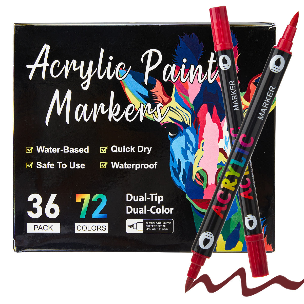 12-84 Pack 168 Colors Dual Brush Tip Acrylic Paint Markers
