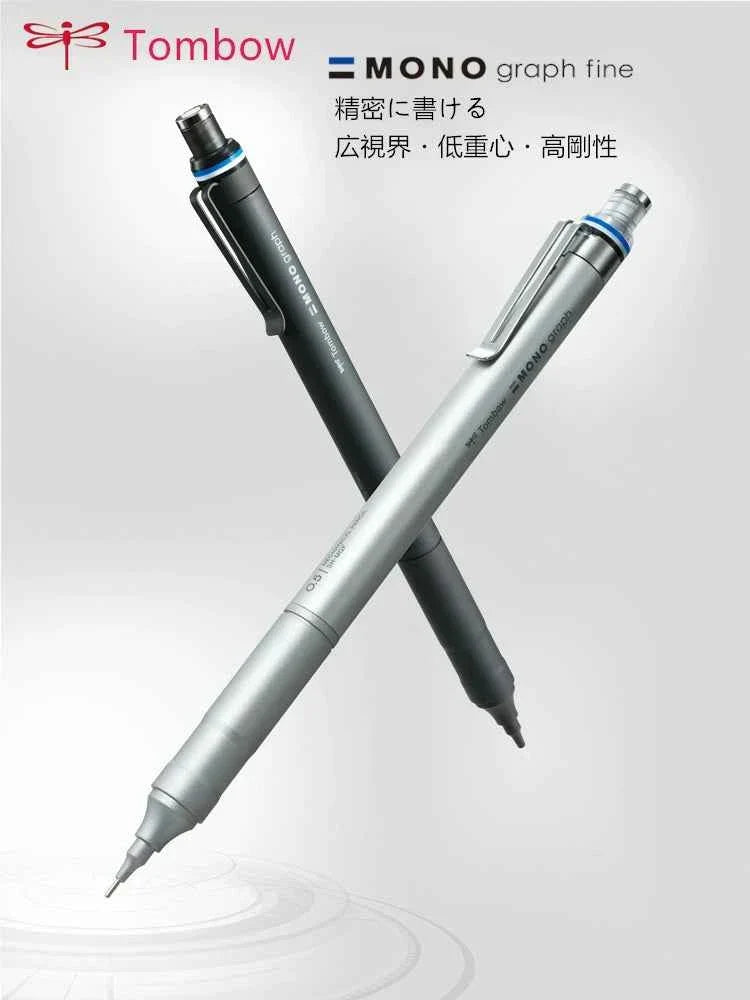 Tombow MONO Graph Fine Mechanical Pencil - 0.5 mm - Silver/Black