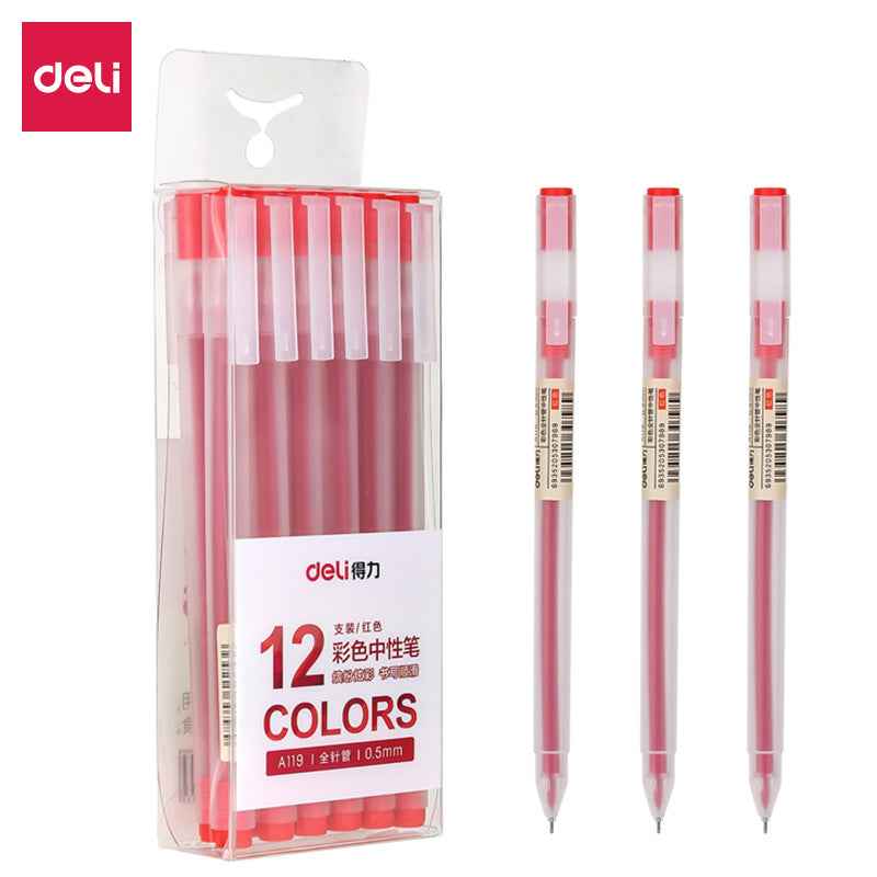 DELI A119 Colors Gel Pen Needle Tip 0.5mm Fine Point 12 Pack - TTpen
