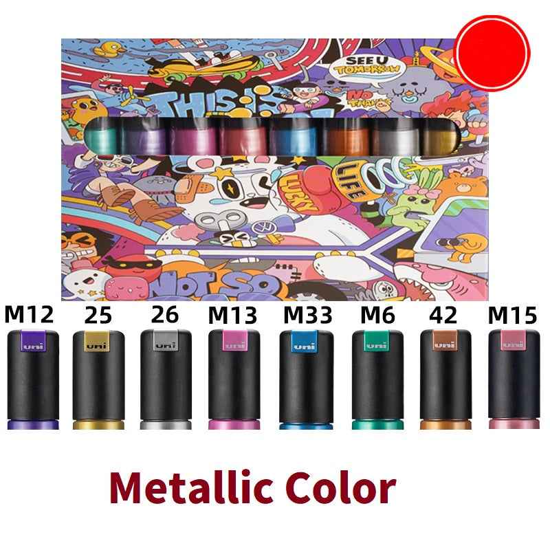 Uni Posca Paint Marker PC-8K,Broad Chisel Tips,8 Metallic Colors