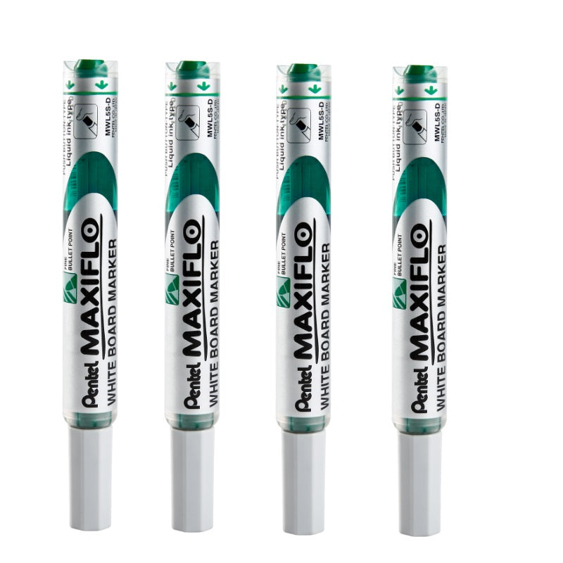 Pentel Maxiflo Whiteboard Marker Pen 4.0MM Bullet Tip MWL5S 4 Pack