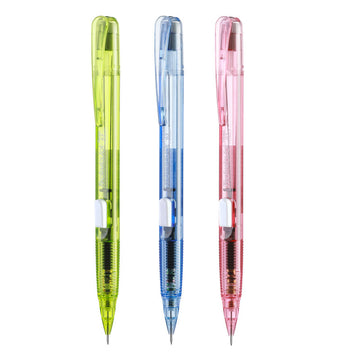 Pentel PD105T Mechanical Pencil | 0.5mm | Side-Click | Clear Barrel | 3-Pen & 5-Pen Sets