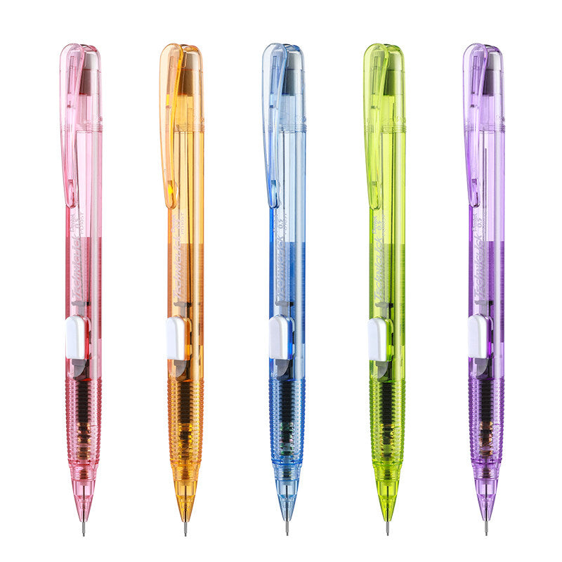 Pentel PD105T Mechanical Pencil | 0.5mm | Side-Click | Clear Barrel | 3-Pen & 5-Pen Sets