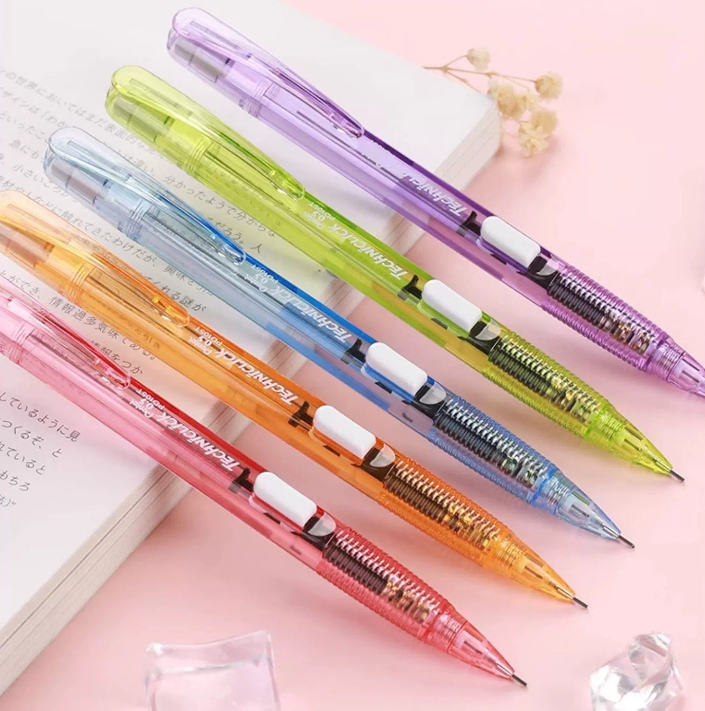 Pentel PD105T Mechanical Pencil | 0.5mm | Side-Click | Clear Barrel | 3-Pen & 5-Pen Sets