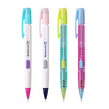 Pentel PD105T Mechanical Pencil | 0.5mm | Side-Click | Color-Block Barrel | 4-Pen Set