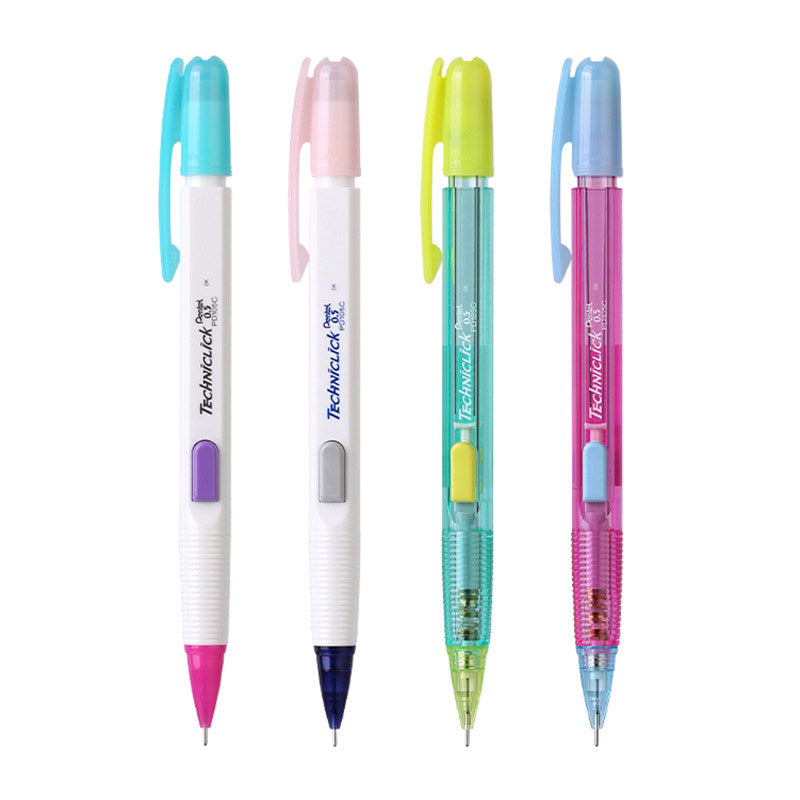 Pentel PD105T Mechanical Pencil | 0.5mm | Side-Click | Color-Block Barrel | 4-Pen Set